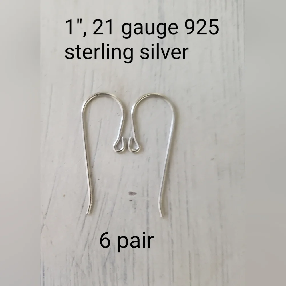 12 Solid Sterling Silver Ear Wires
